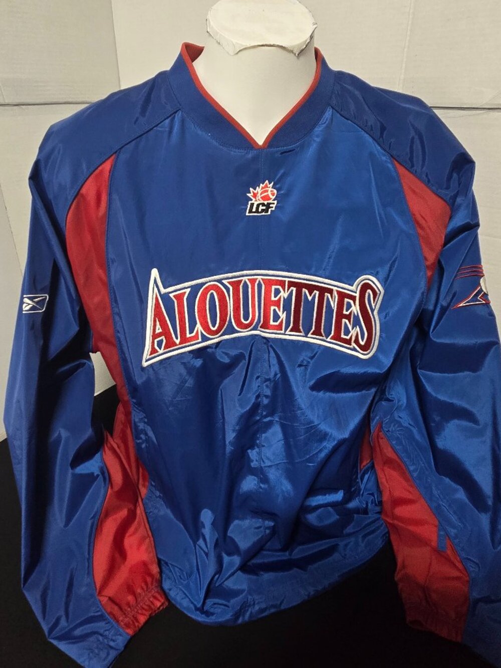 🔥🏈 VINTAGE MONTREAL ALOUETTES REEBOK CFL PULLOVER WINDBREAKER – SIZE LARGE! 🏈